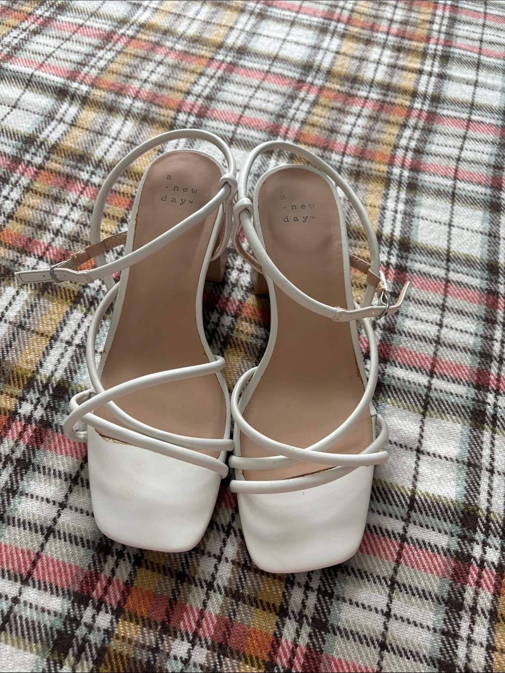 a new day White Strappy Square-Toe Block Heels